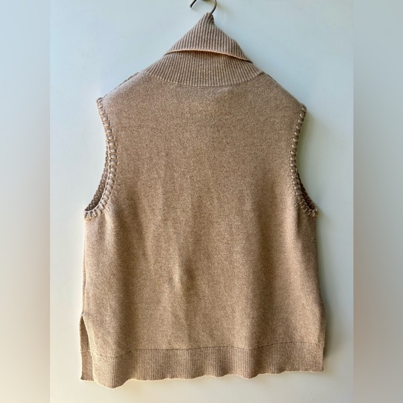 Theory 100% Cashmere Tan Cowl Turtleneck Vest Sweater Sleeveless Top, S - Picture 9 of 16